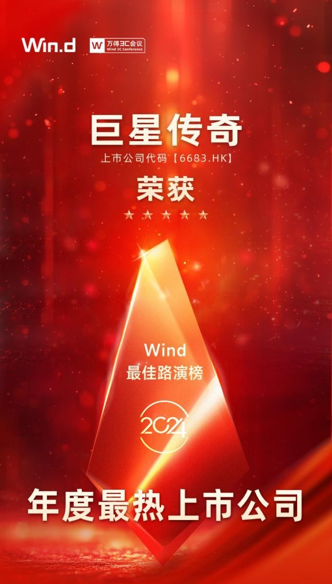 荣获“2024年度Wind最佳路演榜年度最热上市公司”奖